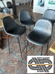 Lots de 10 tabourets hauts bar assise cuir synthétique gris