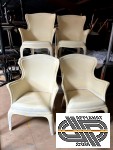 Lot x4 sièges polycarbonate blanc style fauteuils bergère