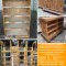 Lot : gondoles magasin en bois + présentoir en bois + comptoir d'accueil en bois